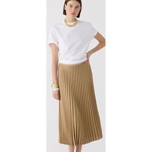 NWT J. Crew Gwyneth Pleated Midi Slip Skirt Camel Size Large‎